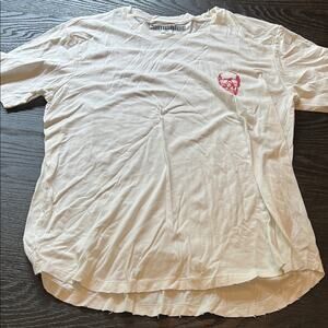 White Short Sleeve Tee with Red Logo